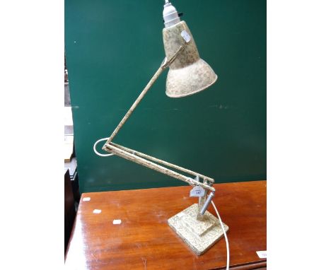 A circa 1950s Anglepoise desk lamp, painted in desert khaki on stepped square base
