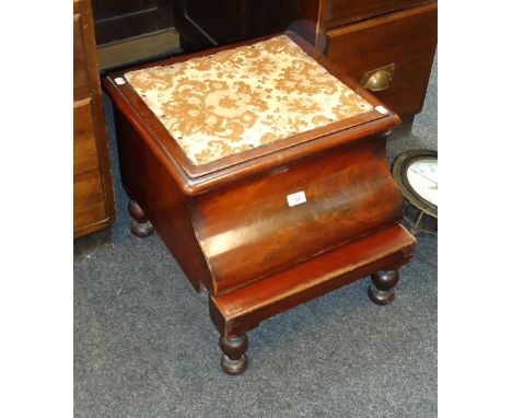 A Victorian mahogany step commode, with cover and liner