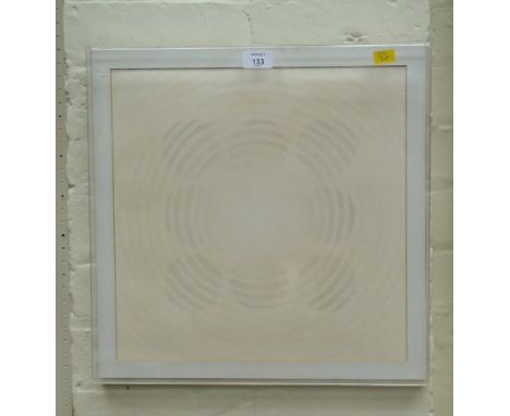Yvonne Poulton (20th century) Divine Light, abstract pencil on a watercolour ground within a perspex box frame, bearing expla