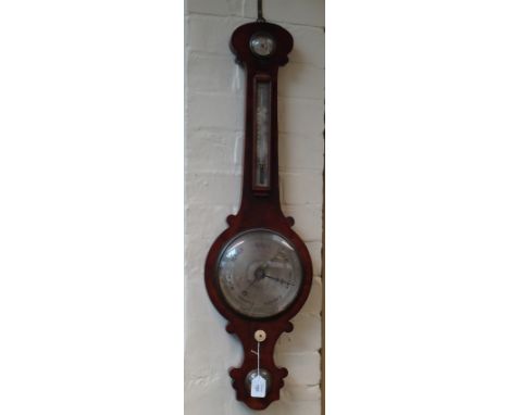 A Victorian mahogany four function mercurial barometer, by A Vannini of Sheffield, fitted hygrometer, thermometer and level, 