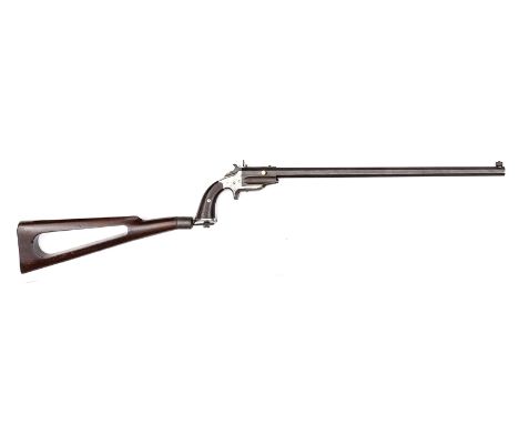 A scarce .32” RF Frank Wesson “Pocket Rifle”,  21¼” overall, octagonal barrel 18” which swings to the right for loading, the 
