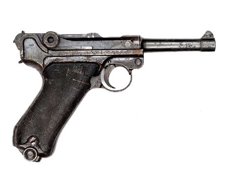 A 9mm PO8 Luger semi automatic pistol, number 3817 on most parts (the toggle numbered 56), the breech dated 1918, the toggle 