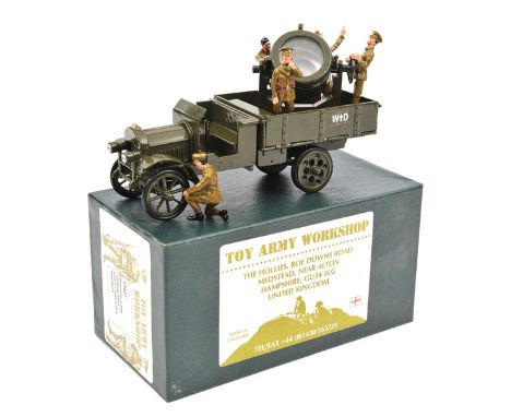 Toy Army Workshop WW1 British Maudsley 4 wheel lorry. In gloss military olive green with folding sides, fitted with a large s