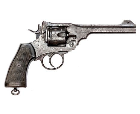 A 6 shot .455” Webley Mark VI DA service revolver,  number 166781, the frame dated 1915, with various ordnance inspector’s ma