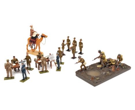 5 Toy Army Workshop sets. Officer, Sergeant Glengarrys Two Reservists No.BS316, British Infantry Advancing (on base) No.BS703