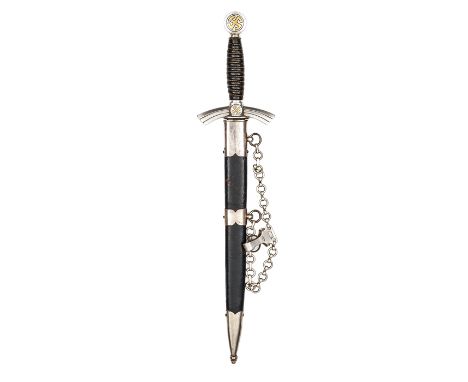 A Third Reich  Luftwaffe officer’s first pattern dagger,  12” blade of artificial damascus finish with Luftwaffe eagles and “