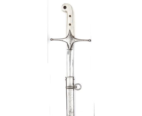 A Vic light cavalry officer’s mameluke hilted sword, slender curved, fullered blade, 32½”, by “James 6 Regent St London” (sty