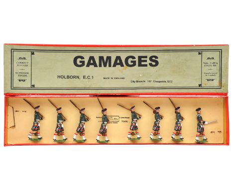 A rare set Britains for Gamages Seaforth Highlanders (Ross-shire Buffs) The Duke of Albany’s. Comprising Officer with sword d
