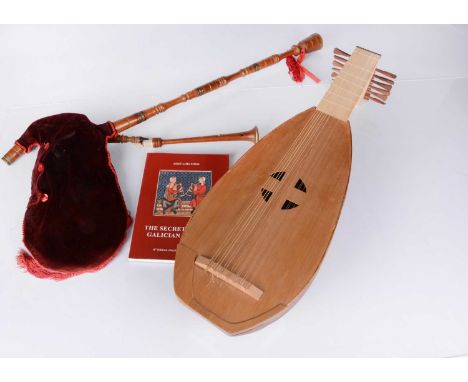 Lute / Violin / Banjos / Bagpipes / Drum,  variety of instruments including a Lute 78cm length appears hand made good conditi