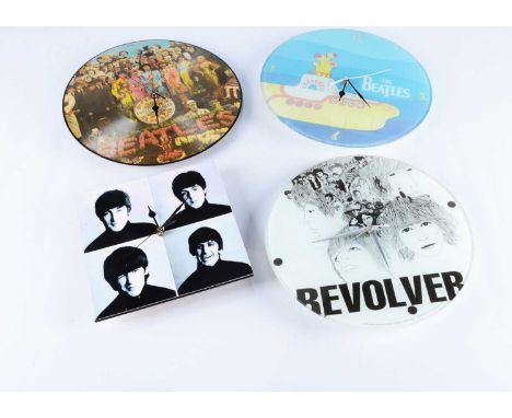 Beatles Memorabilia, large collection of Beatles related items including four clocks (2 glass), Diecast Sgt Pepper bus, Abbey