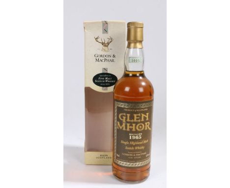 Glen Mhor Single Highland Malt Scotch Whisky, Distilled 1965, Bonded &amp; Bottled by Gordon &amp; MacPhail, Elgin, Scotland,