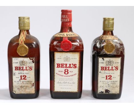 Two Bell's Royal Vat 12 Years Old Blended Scotch Whisky 4/5 Quart bottles, 86 Proof; together with Bell's 8 Years Old Blended