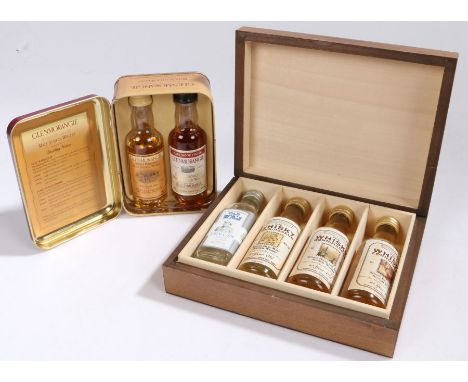 Glenmorangie Single Highland Malt Scotch Whisky, One Ten Year Old Miniature &amp; One Port Wood Finish Miniature, in tin; tog