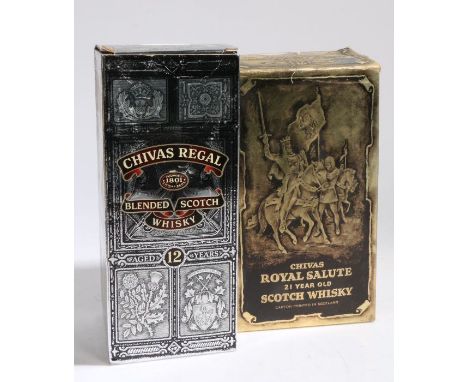 Chivas Royal Salute Blended Scoth Whisky, 21 Years Old, blue bag and boxed; together with Chivas Regal Blended Scotch Whisky,