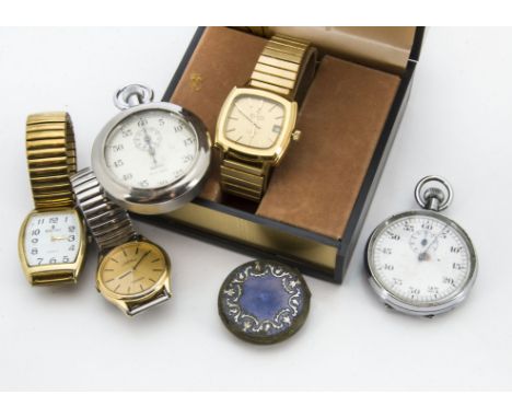A group of vintage and modern watches, including a mid size stainless steel Elbaro and Inventis, also a gold plated Rotary bu