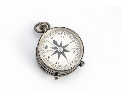 A fine Victorian silver campaign barometer and compass by RJO, the pocket watch sized item having compass to reverse and baro