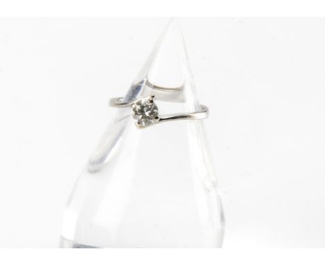An Art Deco style diamond engagement ring, the 0.46ct brilliant cut in crossover style mount, possibly 18ct white gold, 2g an
