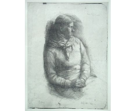 § Evelyn Gibbs (British, 1905-1991) The Farmer's Wife, 1929 signed within the print "Evelyn Gibbs 1929" and upper right "draw