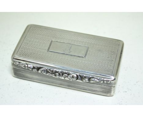 A William IV silver snuff box, by Taylor & Perry, Birmingham 1830, rectangular with engine turned design to top and bottom wi