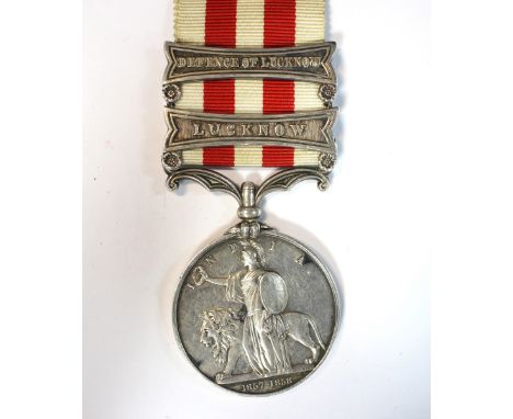 Indian Mutiny Medal - to Private D(avid) Greig, 90th Light Infantry, Lucknow and Defence of Lucknow clasps, renamed probably 