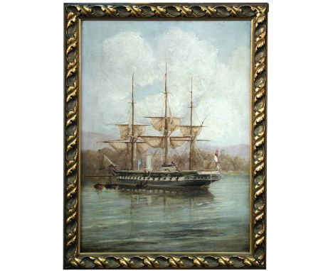 Henry J Morgan (British, 19th Century) HMS Constance, 1843, a fourth rate frigate signed lower left "H J Morgan" oil on canva