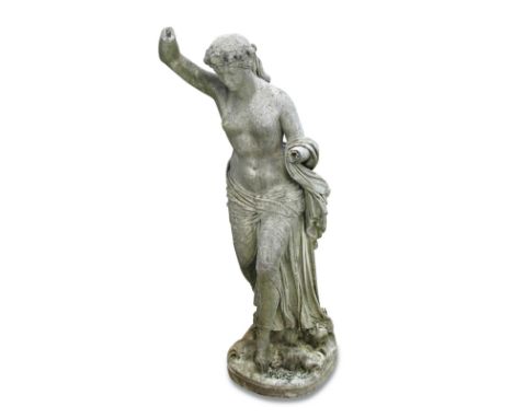 A marble statue of Venus Marina by Benjamin Edward Spence, dated 1866 the semi naked standing subject wearing a wreath of sea