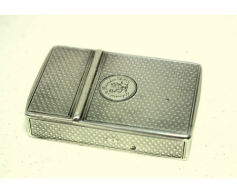A Victorian silver combined vesta case and snuffbox, probably by Thomas Diller, London 1850, rectangular and engine turned wi