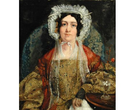 English School  (19th Century) Portrait of Mrs Cobbold of Hollywells Park ( Holy Wells) at Ipswich, Suffolk, head and shoulde