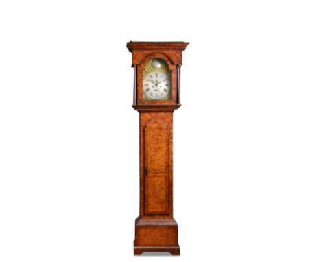 Francis Wheelhouse, Sheffield, an eight day burrwood longcase clock, the 12inch dial signed to a boss in the arch, subsidiary