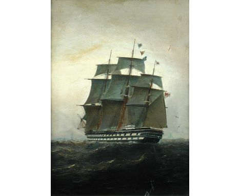 Henry J Morgan (British, 19th Century) HMS Revenge, 1859 - the last wooden battleship to serve in the Channel Fleet signed lo