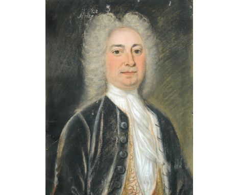 *** Saunders (British, 1682-circa 1735) Portrait of John Sampson; and Portrait of a gentleman in a white stock pastel, unfram