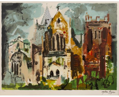 John Piper (1903-1992) 'Ottery St. Mary', lithograph, numbered 58/70, with printed signature lower right, 44cm x 56cm  Minima