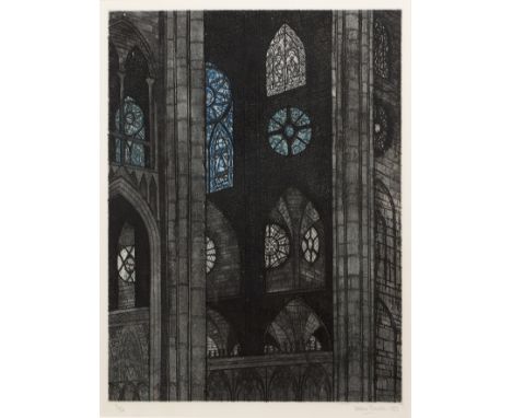 Valerie Thornton (1931-1991) 'Cathedral', etching and aquatint, numbered 2/50, signed in pencil lower right, 55cm x 41.5cm  O