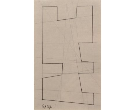 George Dannatt (1915-2009) 'Grey abstract', graphite sketch, initialled and dated 1987 lower left, 21.5cm x 14cm  Minimal dis