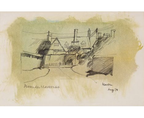 Alexander Mackenzie (1923-2002)'Village street', watercolour wash and graphite sketch, dated August '78, signed in pencil low