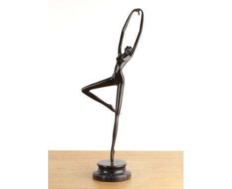 Somchai Hattakitkosol (1934–2000) 'Ballerina', bronze sculpture, on marble socle base, '233' scratched onto the foot that sit