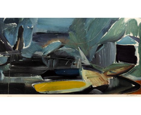 Ivon Hitchens (1893-1979) 'Three boats', lithograph, numbered 61/100, signed in pencil lower right, 41cm x 73cmThe print with
