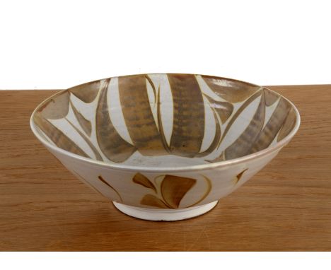 Alan Caiger-Smith (1930-2020) at Aldermaston Pottery tin-glazed lustre bowl with repeating brushwork motifs, signed and dated