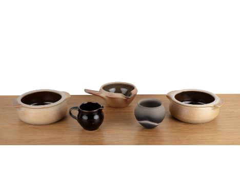 Collection of studio ceramicscomprising a John Leach (1939-2021) at Muchelney Pottery 'Black Mood' vase, with impressed marks