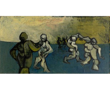 Anthony Curtis (1928-2018)
Sketch of Jazz Dancers, 1955
signed and dated (upper right), titled (to reverse)
oil on board
29 x