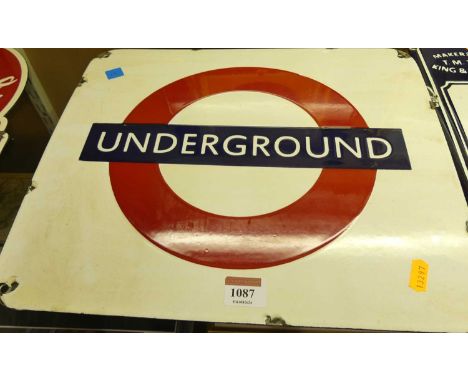 An enamel advertising sign for London Underground, 33 x 38cm