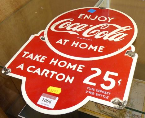 An enamel advertising sign for Coca-Cola, 35 x 25cm