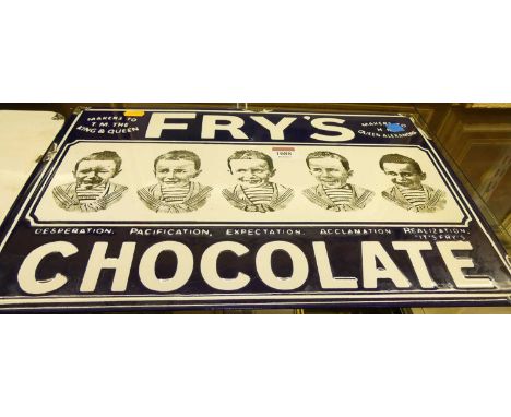 An enamel advertising sign for Fry's Chocolate, 30 x 45cm