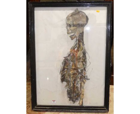 Andrea Newman, Contemporary school - Skeletal figure, lithograph, 80x 57cm