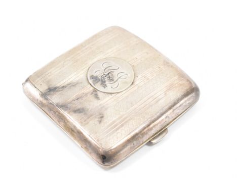 An early 20th Century Edwardian silver hallmarked cigarette case. The case having engine turned decoration and monogram to fr