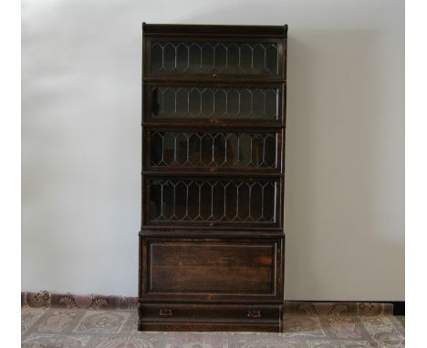A vintage stained oak set of Globe Wernicke bookcases, 183cm high and 87cm wide, AF