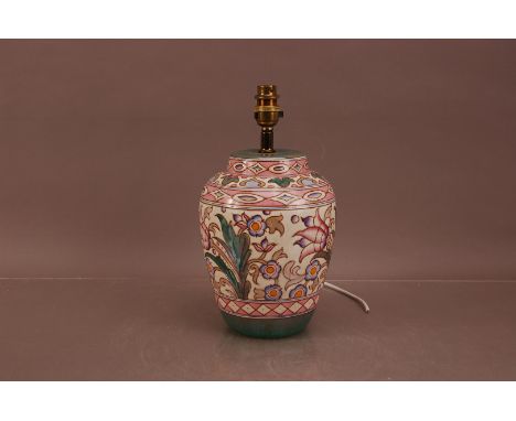 A 20th century ceramic baluster lamp, by Charlotte Rhead of Bursley Ware, 32cm high