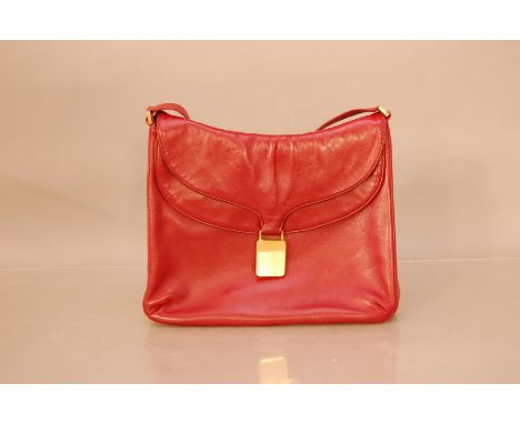 An Asprey ladies handbag, maroon leather, 25cm x 28cm