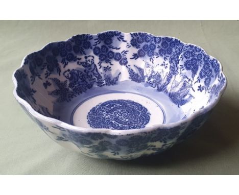 A Chinese blue &amp; white printed porcelain bowl, 8.5" diameter.