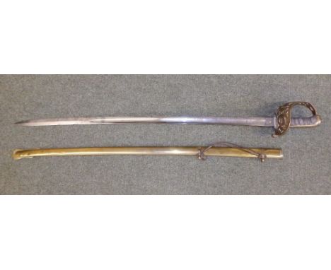 A Royal Engineer's dress sword with sharkskin grip &amp; brass scabbard, the 35" Wilkinson blade numbered 21797.